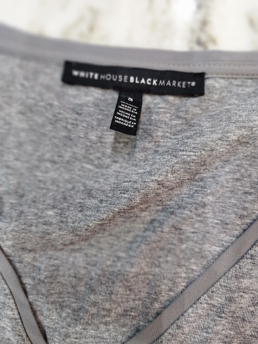 White House Black Market Gray V-Neck Women's Top